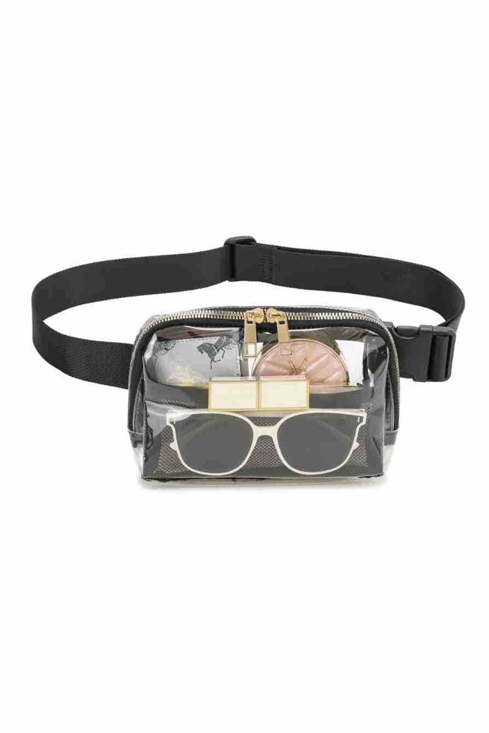 Shallow Khaki Adjustable Straps Zipper Clear Waist Bag