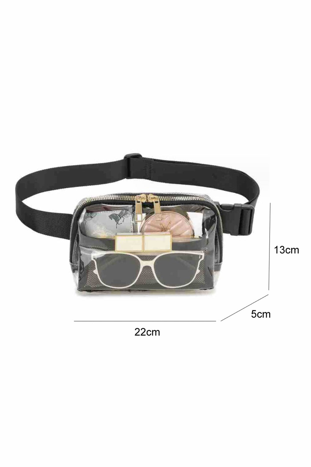 Shallow Khaki Adjustable Straps Zipper Clear Waist Bag