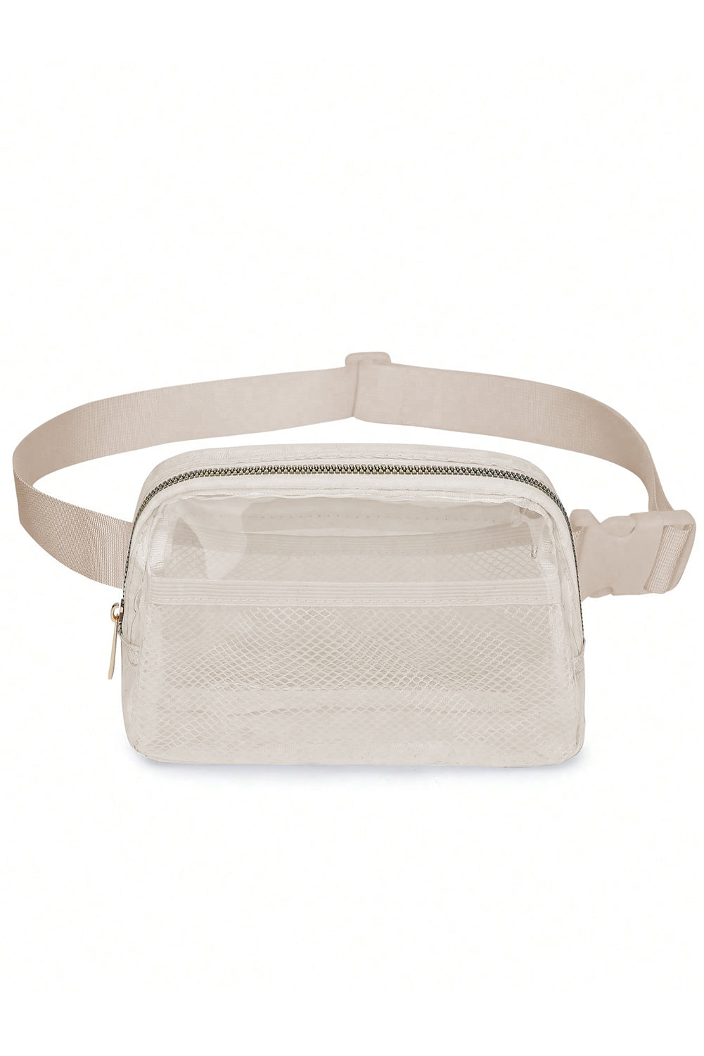 Shallow Khaki Adjustable Straps Zipper Clear Waist Bag