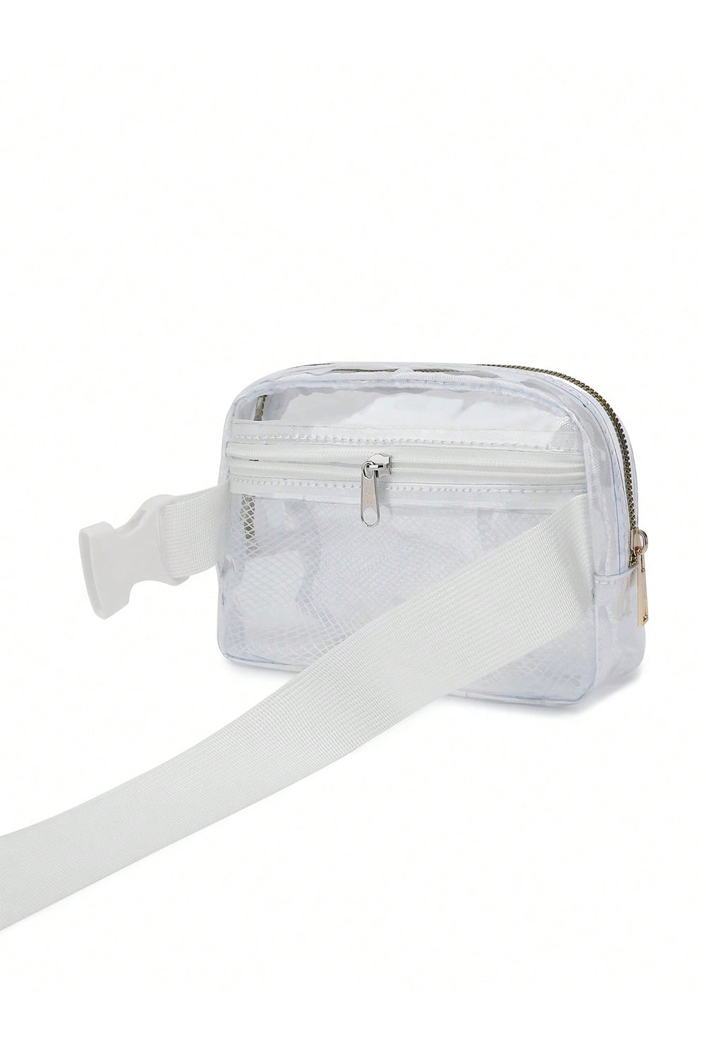 Shallow Khaki Adjustable Straps Zipper Clear Waist Bag