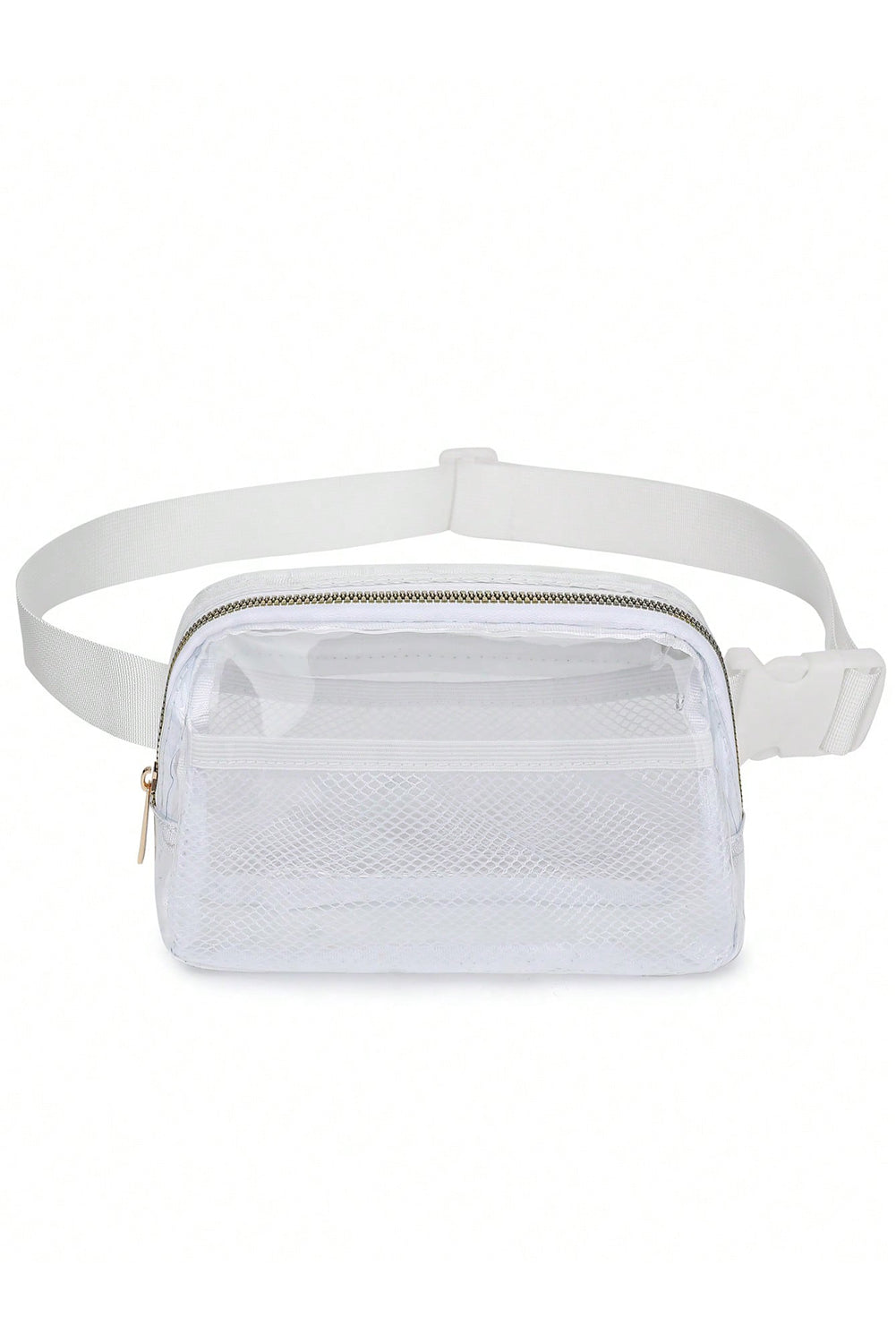 Shallow Khaki Adjustable Straps Zipper Clear Waist Bag