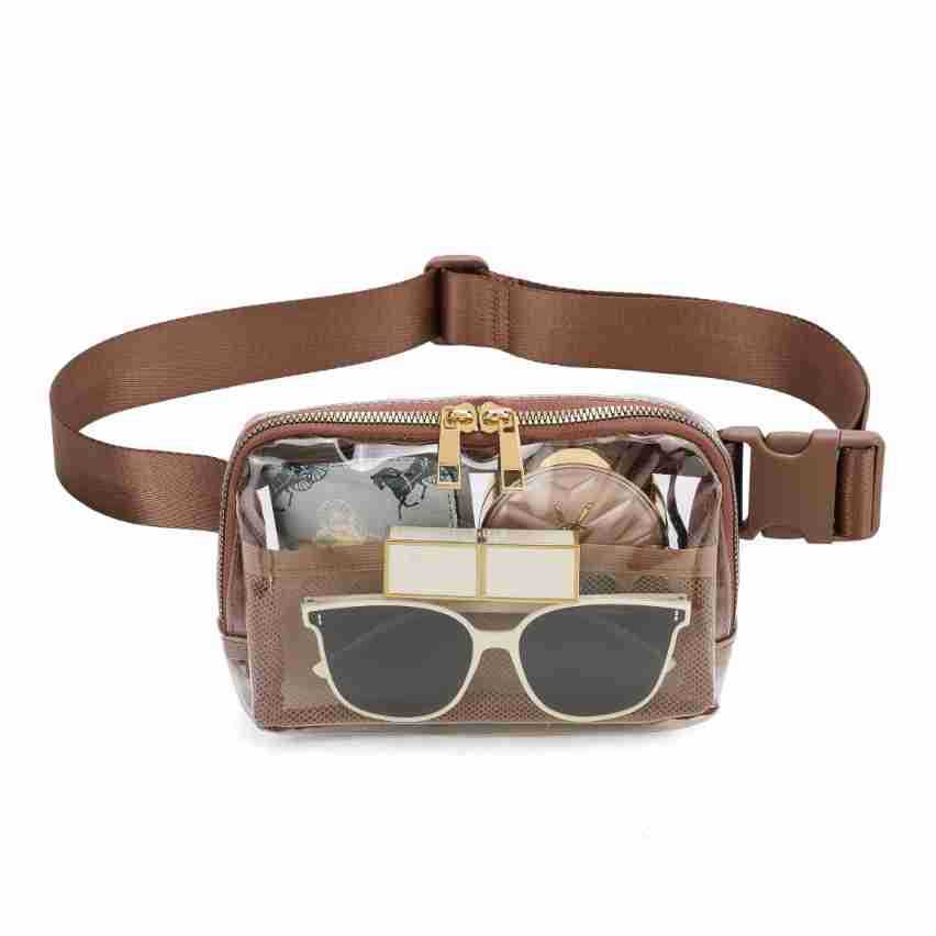 Shallow Khaki Adjustable Straps Zipper Clear Waist Bag