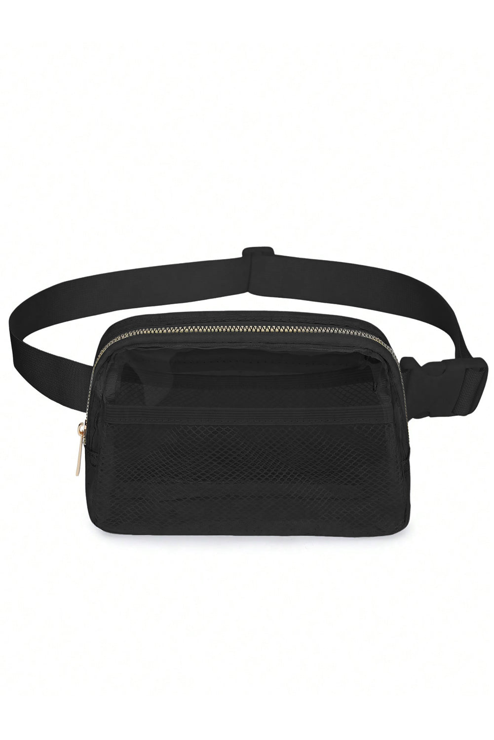 Shallow Khaki Adjustable Straps Zipper Clear Waist Bag