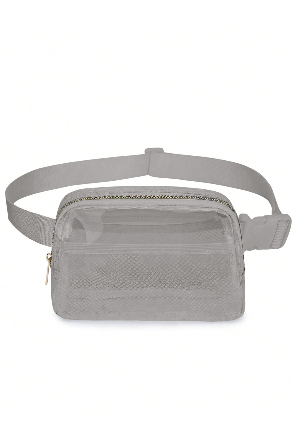 Shallow Khaki Adjustable Straps Zipper Clear Waist Bag