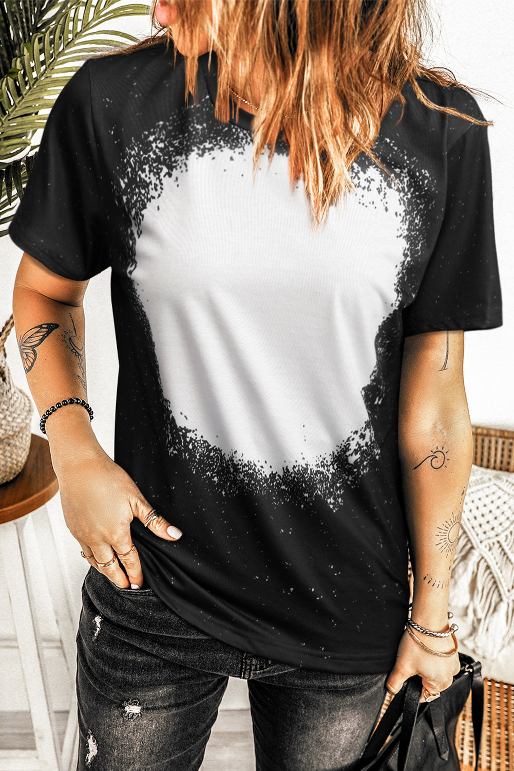 Baseball Mom Crewneck Graphic Bleached T Shirt