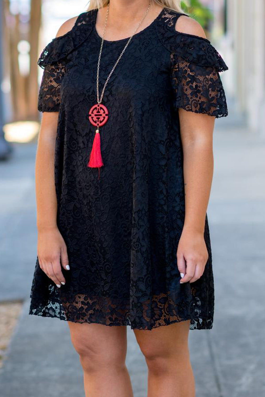 Lace Cold Shoulder Plus Size Dress