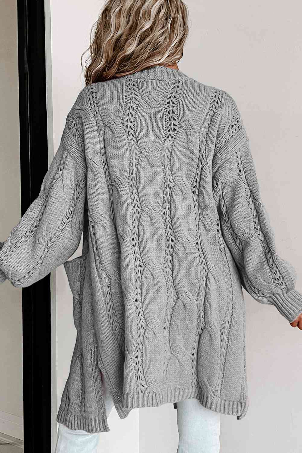 Cable-Knit Dropped Shoulder Cardigan