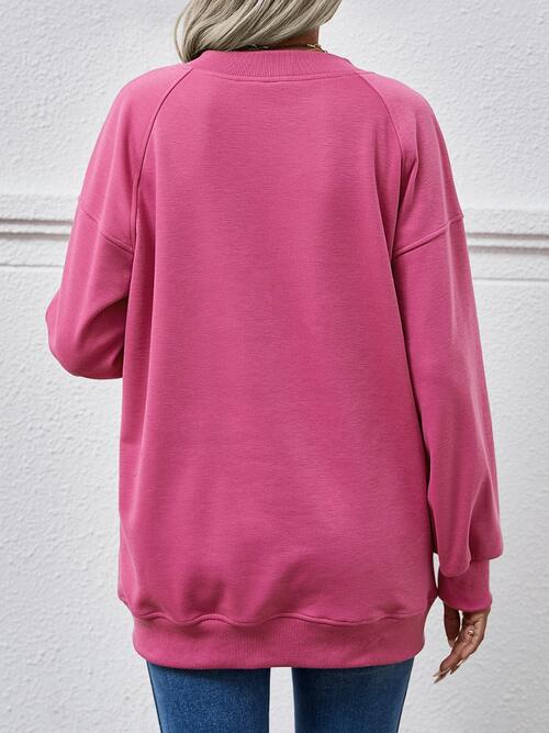 Round Neck Drop Shoulder Long Sleeve Sweatshirt