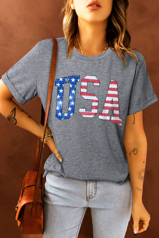 USA Graphic Round Neck Tee