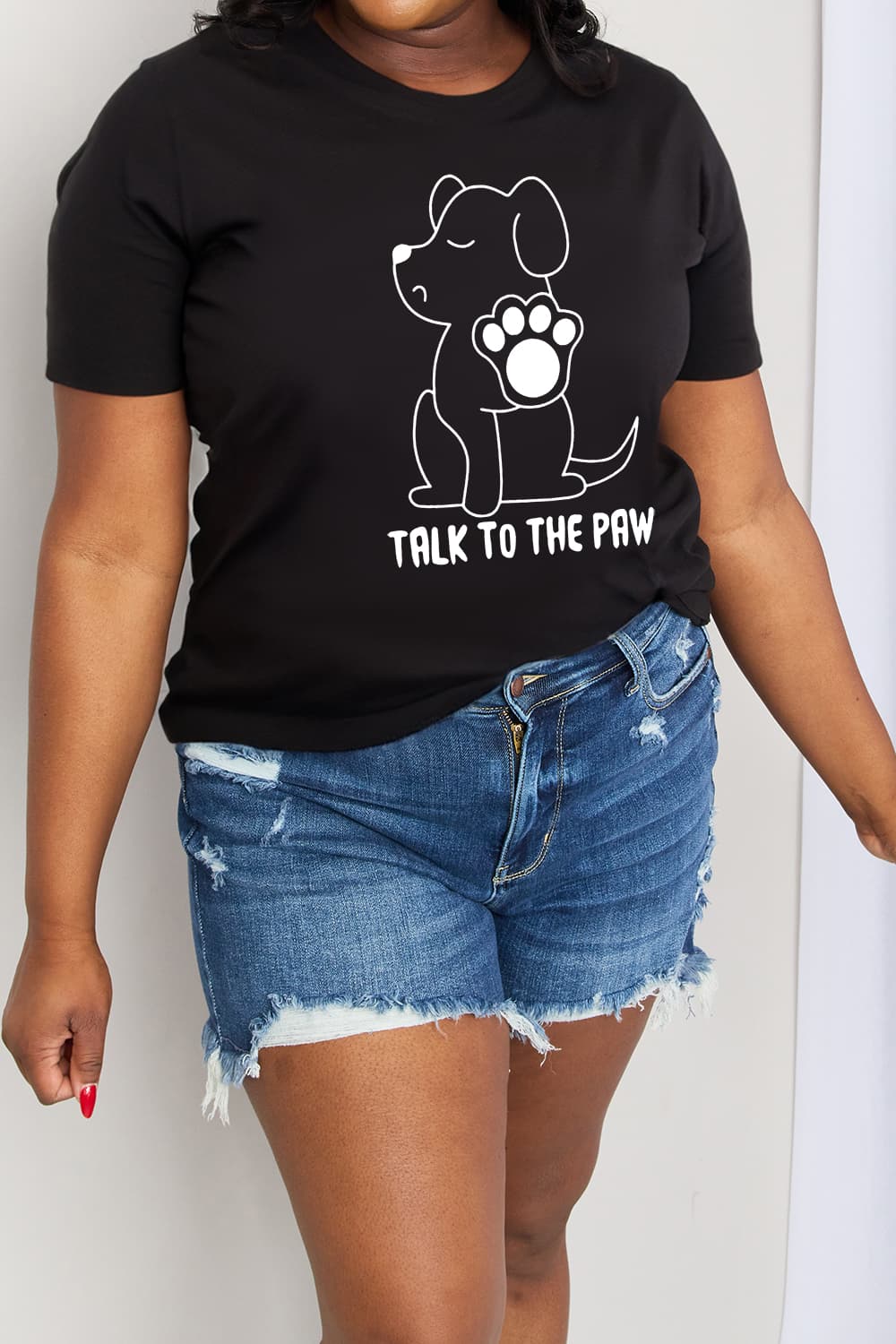 Simply Love Full Size TALK TO THE PAW Graphic Cotton Tee