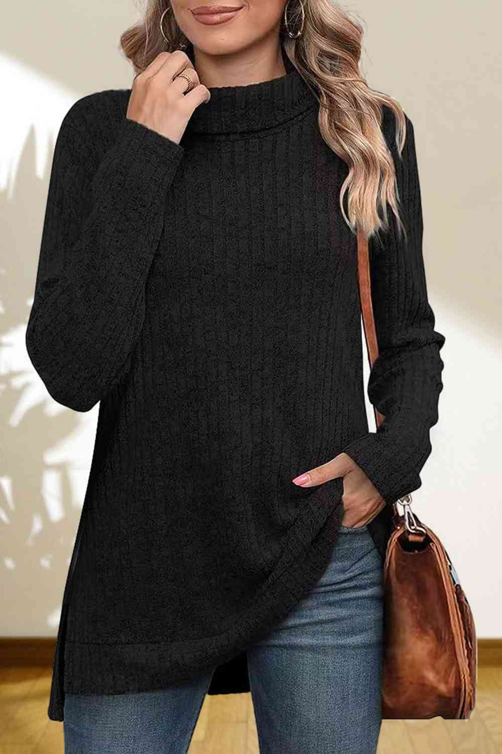 Turtleneck High Low Top