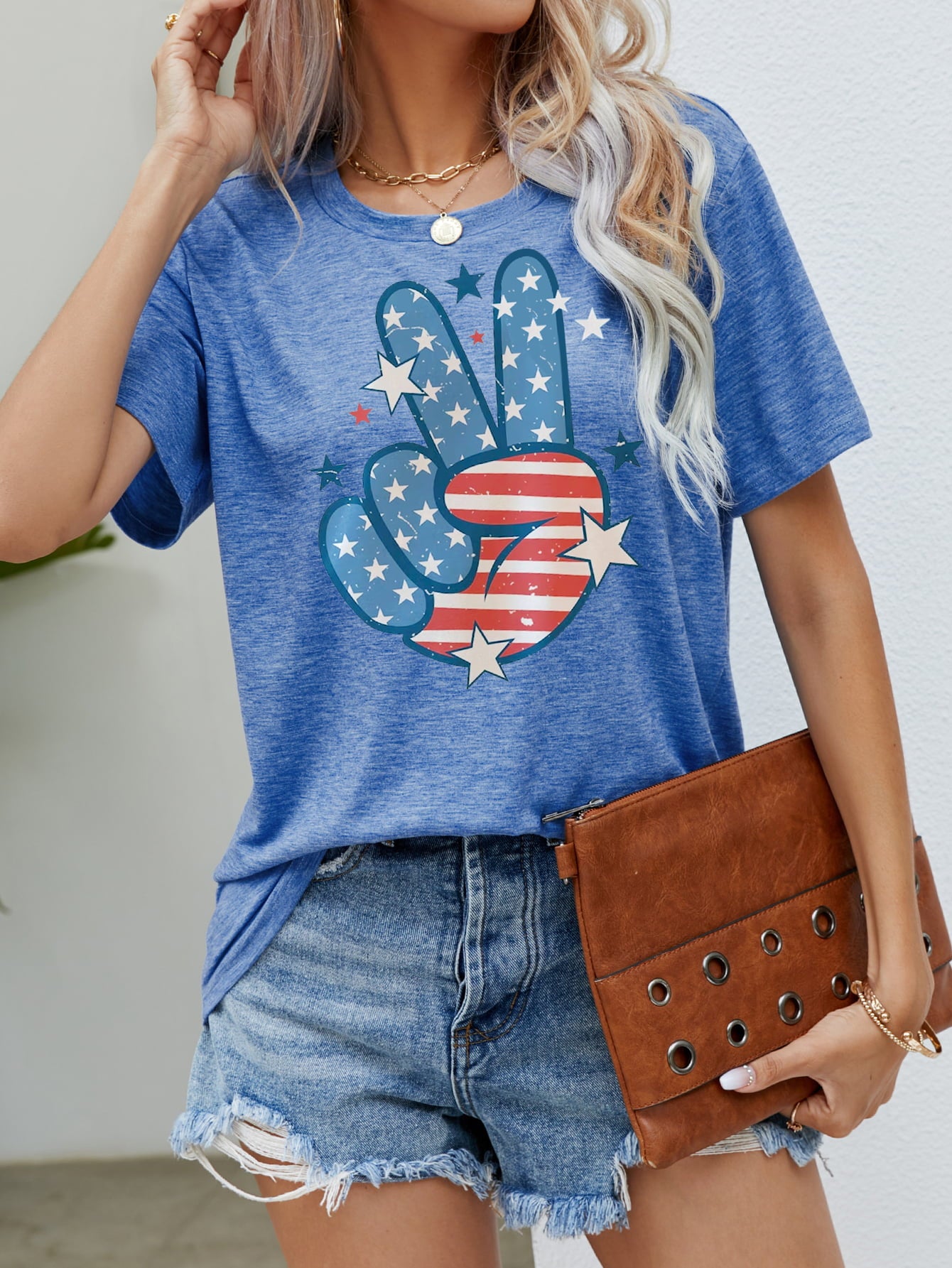 US Flag Peace Sign Hand Graphic Tee