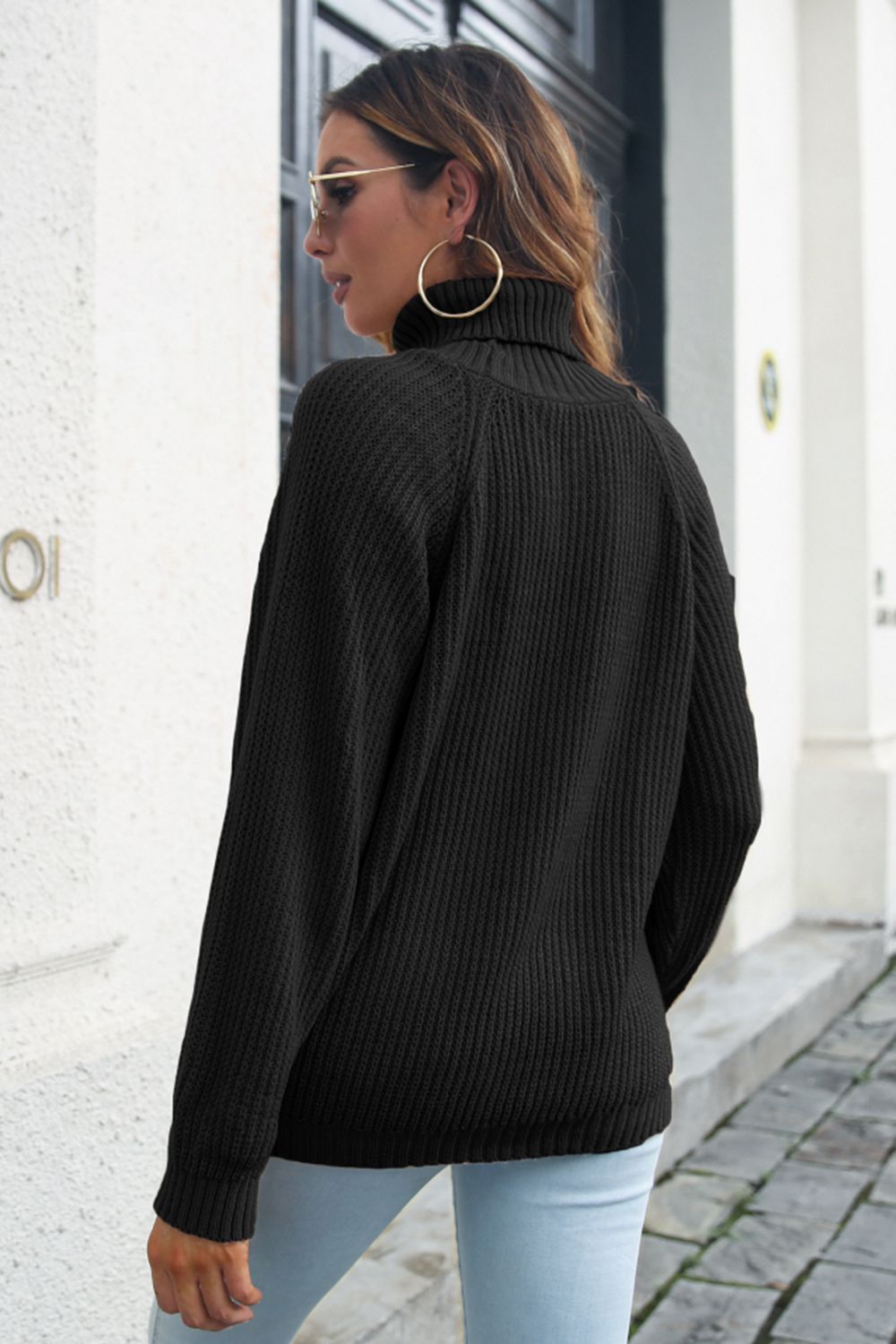 Turtleneck Rib-Knit Sweater