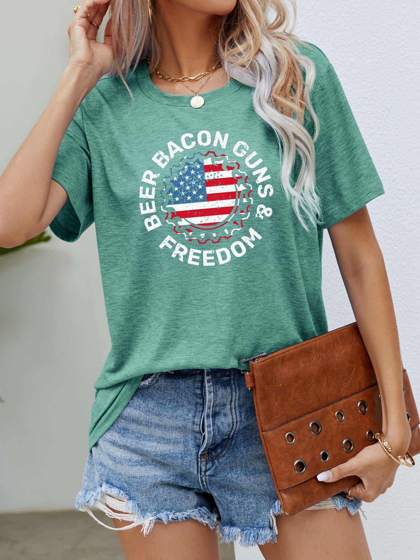 BEER BACON GUNS & FREEDOM US Flag Graphic Tee