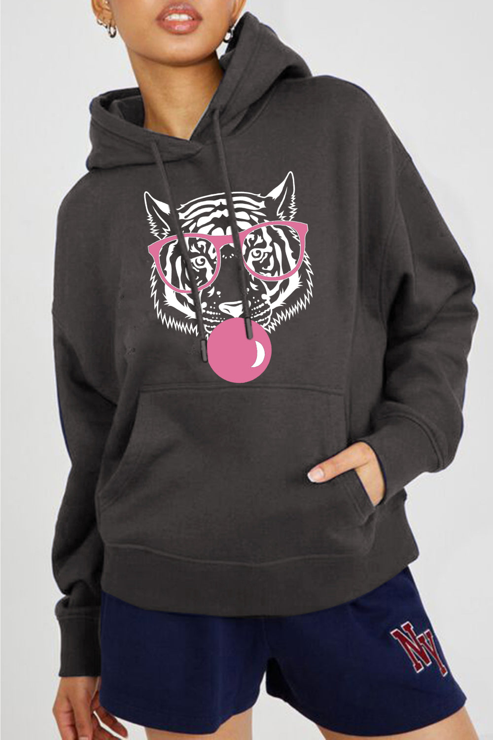 Simply Love Full Size Dropped Shoulder Tiger Graphic Hoodie