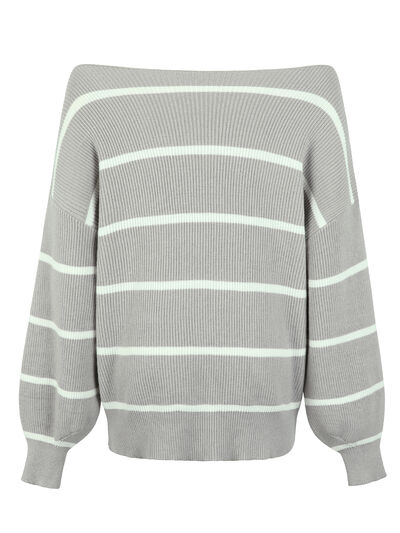 Striped Dropped Shoulder Pullover Sweater